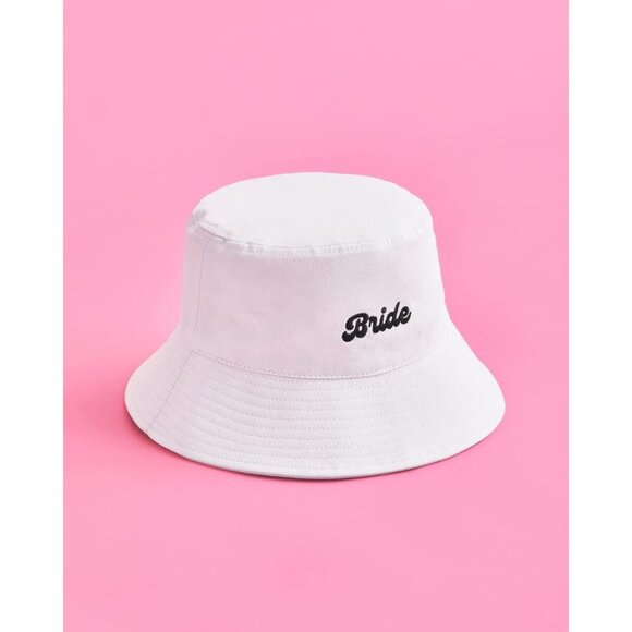 🆕Women White Cotton Bucket Hat Bridal Shower Engagement Party Accessory - Picture 2 of 9